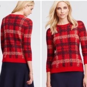 Ann Taylor red plaid sweater